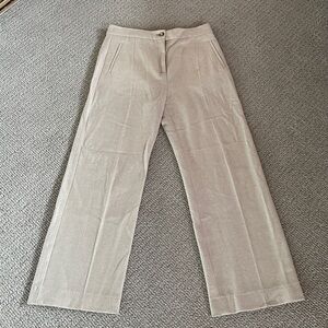 Sezane high rise wide leg beige wool trouser pants US size 8 French 40